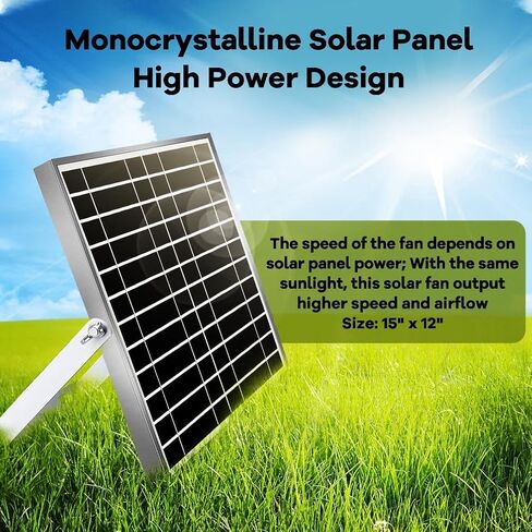 Erifyng 20W Solar Powered Fan, Solar Fan for Outside, Shed, Chicken Coop, Greenhouse with Two IPX7 Waterproof Fans 13Ft On/Off Switch Cable Exhaust Intake Mounting Way and Installation Kits in Kuwait