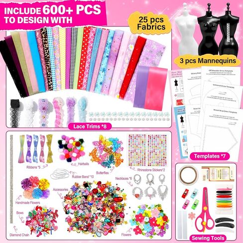 Axirata 600+PCS Fashion Designer Kit for Girls Kids Sewing Kits Toys Gifts in Kuwait