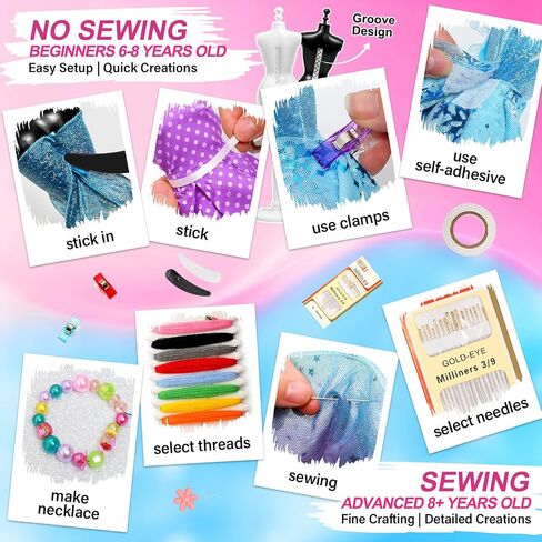 Axirata 600+PCS Fashion Designer Kit for Girls Kids Sewing Kits Toys Gifts in Kuwait