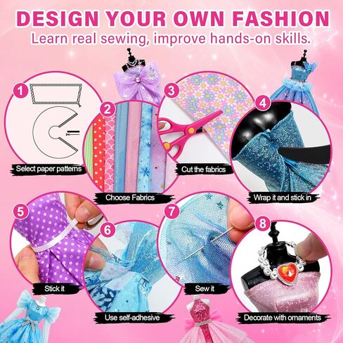 Axirata 600+PCS Fashion Designer Kit for Girls Kids Sewing Kits Toys Gifts in Kuwait