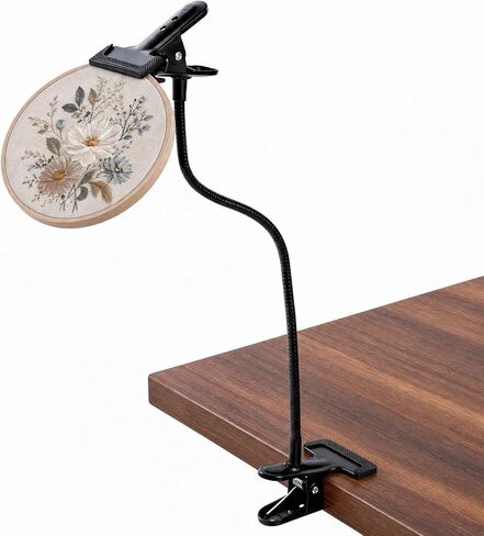 20" Extra Long Embroidery Hoop Stand Holder, Adjustable Gooseneck Cross Stitch Stand with Table Clamp, Hands- Rotating Embroidery Holder for Needlepoint, Sewing, DIY Needlework & Craft Projects in Saudi Arabia