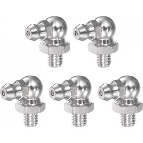 uxcell 304 Stainless Steel 90 Degree Grease Fitting M6 x 1mm Thread Hydraulic Grease Fitting Accessories, 5Pcs