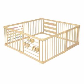 Wooden Playpen Extra Large for Toddlers and Babies - (8/10) Wood Playpen Panels - Foldable playpen - Adjustable Baby playpen - Wooden Foldable Baby playpen - Extra Large Baby playpen, Baby Play gate.