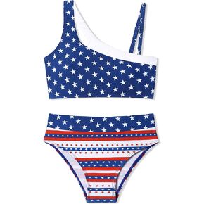 Tomolant Girls Swimsuit Bikini Set, Bathing Suit Color-Block Cutout Bikini Top Two Piece Girls' Swimwear 7-16T