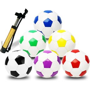 6 Pcs Soccer Ball with Pump Size 3 Outside Sport Soccer Ball Machine Stitched Ball Colored Soccer Training Balls for Youth Adult Game Training Practice or Gift