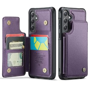 for Samsung Galaxy S23 FE Case with Card Holder, for Samsung S23 FE Wallet Case for Women Men with RFID Blocking, Durable Kickstand Shockproof Phone Case for Galaxy S23 FE 5G, Purple