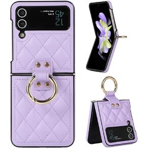 Galaxy Z Flip 3 5G Leather Case with Ring, Anti-Scratch Shockproof Back Cover - Black in Kuwait