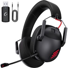 Wireless Gaming Headset for PS5, PS4, PC, Mac, Nintendo Switch, Bluetooth 5.3 Gaming Headsets Wireless with Noise Canceling Microphone, 50H Battery, ONLY 3.5mm Wired Mode for Xbox Series - Black