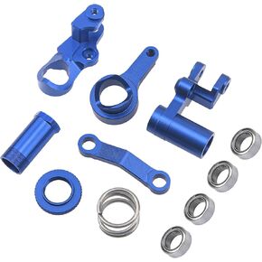 ShareGoo Aluminum Alloy Steering Bellcranks & Servo Saver Spring Compatible with Traxxas 1/10 4x4 Slash Stampede Telluride 4WD RC Car (Blue)