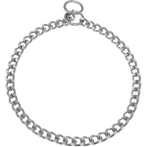 Herm Sprenger Chrome Plated Steel Dog Collar with Flat Narrow Links and Two O-Rings Choke Chain for Medium Large Dogs Professional Training Collar Correction Slip Chain Made in Germany (20in (50cm))