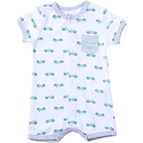 Asher and Olivia Baby Romper Organic Boy Jumpsuit Short-Sleeve Coverall 12 to 18 Months