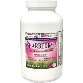 Diphenhydramine HCI 25 Mg Allergy Medicine and Antihistamine- 1000 Capsules #2629