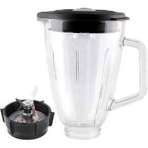 Joyparts Replacement parts 6-Cups Glass Jar With 4-fins Blade, Compatible with Oster Blenders