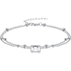 EF ENFASHION Letter Heart Star Lock Shape Anklet Stainless steel 14K Gold Plated Double Link Chain Anklets Women's Girls