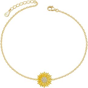 Fryneauy Cute Animal Flower Anklet S925 Sterling Silver Jewelry Gift For Women Girls Daughter Sister