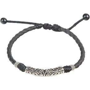 Ancient Tribe Handmade Adjustable Black Leather Anklet
