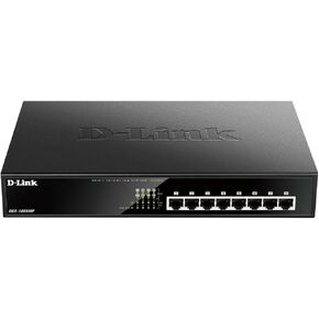 D-Link 8-Port PoE Switch, Gigabit Ethernet Unmanaged Desktop Fanless Design , 125 Watt PoE Budget (DGS-1008MP)