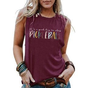 إنه يوم جيد للعب Pickleball تانك القمم المرأة مضحك إلكتروني طباعة Pickleball قميص Pickleball عاشق هدية القمم in Kuwait