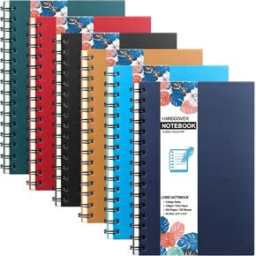 6 عبوات من 6 قطع من دفاتر الملاحظات الحلزونية ذات الغلاف الصلب مقاس A5، دفاتر ملاحظات ملونة بمخطط مذكرات جامعية، دفتر ملاحظات لكتابة موضوعات السفر، لمستلزمات الأعمال المدرسية والمكتبية، 8.3 بوصة × 5.5 بوصة، أسود in Kuwait