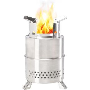 Vipush Portable Tabletop Fire Pit - 5.5 x 9 inch Mini Fireplace Camping Stove Survival Solo Stove with Carry Bag, Outdoor Fire Pit for Picnic Backpacking Hiking Traveling