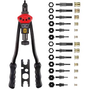 أداة برشام TWT 16 بوصة برشام أعمى يدويًا، إجمالي 13 مماسك M3 M4 M5، m6، m8، m10 M12، 8-32،10-24،1/4-20،5/16-18،3/8-16,1 /2-13 + 125 قطعة من صواميل المسامير in Kuwait