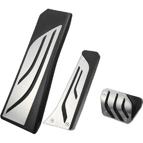 X AUTOHAUX 3 Pcs Accelerator Pedal and Brake Pedal Cover Set for BMW 1 2 3 4 Series F20 F21 F22 F23 F30 F31 F32 F33 F34 F36 Metal Rubber Silver Tone Black