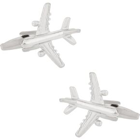 Airplane Plane Cufflinks with Presentation Gift Box - Aviation Gift Idea for Pilot - Commercial Airliner Cufflinks Jetliner Jet Aircraft - Wedding Anniversary or Birthday Present