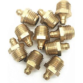 COMOK Grease Fitting Metric Set, 10Pcs M10x1 Straight Brass Grease Zerk Accessories