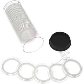 OnFireGuy 20 32mm Black Ring 1oz Gold Eagle Buffalo Britannia Coin Holders & Capsule Storage Tube (Black Lid & Black Ring Holders)