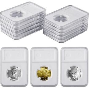 10-Pack 24mm Coin Slab Display Holder, Clear Acrylic Storage Case for Liberty, Barber, Standing Liberty and Washington Quarters, and Other 24mm Coins, Four-Point Fixation Coin Collection Box