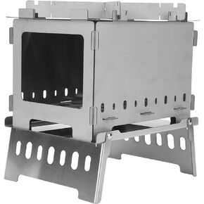 Wood Burning Camp Stove,Folding Portable Backpacking Stove,Stainless Steel Windproof Wood Burning Stove with Carrying Case for Outdoor Hunting Hiking Camping