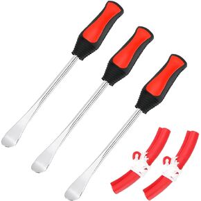 BELOMI Tire Spoons Lever Tool Set, Steel Professional Tire Changing Removal Kit with 1 Portable Bag + 3 Tire Spoons + 2 Rim Protectors, Tire Repair Tool for Motorcycle, Dirt Bike, Lawn Mower