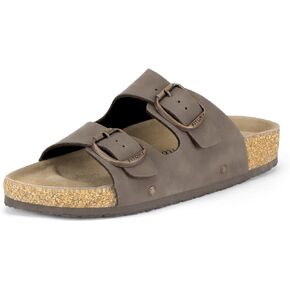 FITORY Womens Flat Sandals with Suede Insole, Open Toe Adjustable Slides for Summer Size 6-11