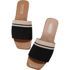 Verdusa Women's Flat Sandals Beach Slides Color Block Open Toe Outdoor Shoes