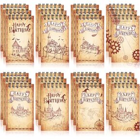 24 Pcs Wizard Party Notebooks Happy Birthday Spiral Notepads Small Notepad Mini Pocket Journal Castle Bat Notebooks for Kids Birthday Gift Goodie Bag Stuffers School Office Supplies, 2.36 x 3.94 Inch