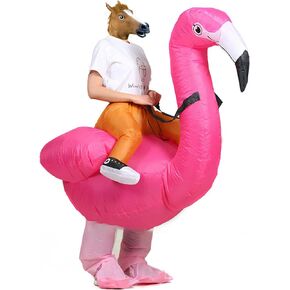 Inflatable Costumes Halloween Flamingo Cosplay Costume Blow Up Costumes Gaint Ride On Body Suit for Adults and Kids, Large