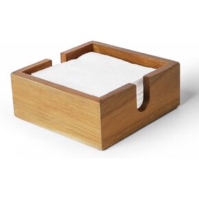 حامل مناديل خشبي من أكاسيا للطاولة، حامل مناديل للمطبخ، صينية مناديل للمطبخ، المطعم، البار، ديكور المقهى، مناسب للمناديل أصغر من 5 بوصات، بني in Kuwait