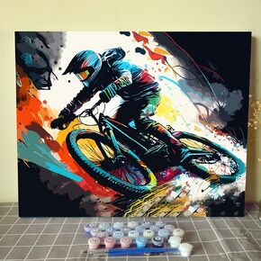 DIY Paint by Numbers,Dirt Bike,Colorful Canvas Oil Painting Kit for Kids & Adults, 16X20 inch Drawing Paintwork Acrylic Pigment,for Home Living Room Decorative Painting Frameless in Kuwait