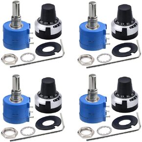DaFuRui 4pcs 3590S 5K ohm Rotary Potentiometer 10-Turn Wire Wound Precision Multi Turn Wirewound Potentiometer