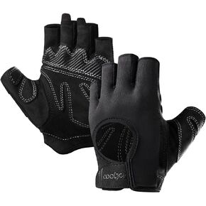 COOLJOB Ultra-Thin Workout Gloves with Enhanced Grip, Lightweight Comfort Exercise Gloves for Gym Beginners, No Cushion/Open Back/Fingerless Design, Full Palm Protection Applied, Black