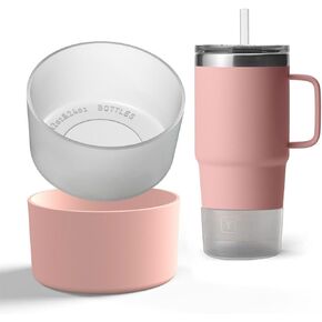 2 Pcs Protective Silicone Boot for Yeti Rambler 20oz/25oz/30oz/35oz Tumbler, Anti-Slip Silicone Water Bottle Bottom Sleeve Cover for Yeti Tumbler