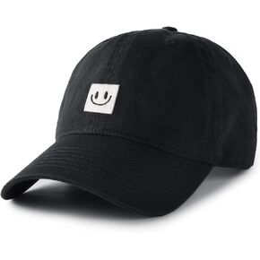 FURTALK Smile Face Baseball Cap for Women Men Adjustable Unstructured Washed Low Profile Baseball Hat