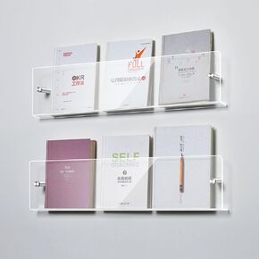 2 Pack Acrylic Magazine Holder,Wall File Organizer,Brochure Display Standr,Kids Book Display Shelves Wall Mounted(17.7Inch) in Saudi Arabia