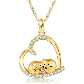 14k Yellow Gold Animal/Flower/Bow Necklaces Soild Gold Dainty Jewelry for Women Girls Mother's Day Christmas Gift