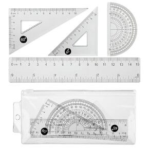 Plastic Ruler Kit for Kids,Mabor Small Ruler 6 Inch-Fast to Read & Easy to Carry,Drawing Ruler,Geometry Sets Include Protractor,30 60 90 Triangle Ruler,Straight Ruler Students School Office