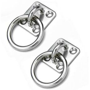 JY-MARINE Pad Eye with Ring 1/4" 6mm Stainless Steel 316 Ceiling Hook Pad Eye Plate Heavy Duty for Hanging Ceiling Hook 40mm x 35mm,2 Pack