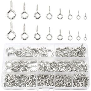 280 Pcs Eye Screws Set 8 Size Metal Ceiling Hooks Screw Self Tapping Ring Bolts for Hanging Small Items (YJYZ)