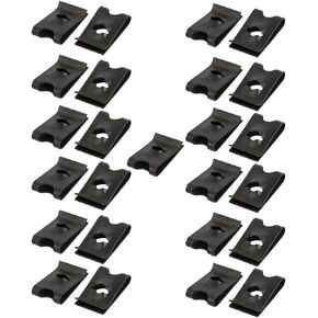 uxcell® 25pcs Spring Steel Speed Fastener Extruded U Nut Black for M4 / ST4.2 Screw Bolt