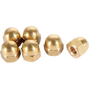 uxcell Acorn Hex Cap Nuts - 6Pcs M8 Dome Nuts Brass Hexagon Decorative Cap Nut for Screws Bolts Brass Tone