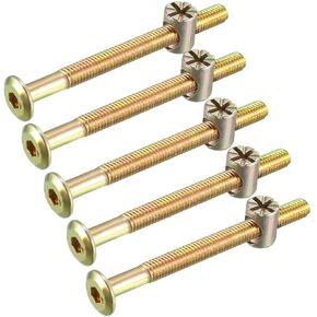 uxcell M6x70mm Furniture Bolt Nut Set Hex Socket Screw 58mm Thread Length with Barrel Nuts for Beds Headboards Chairs 5 Sets
